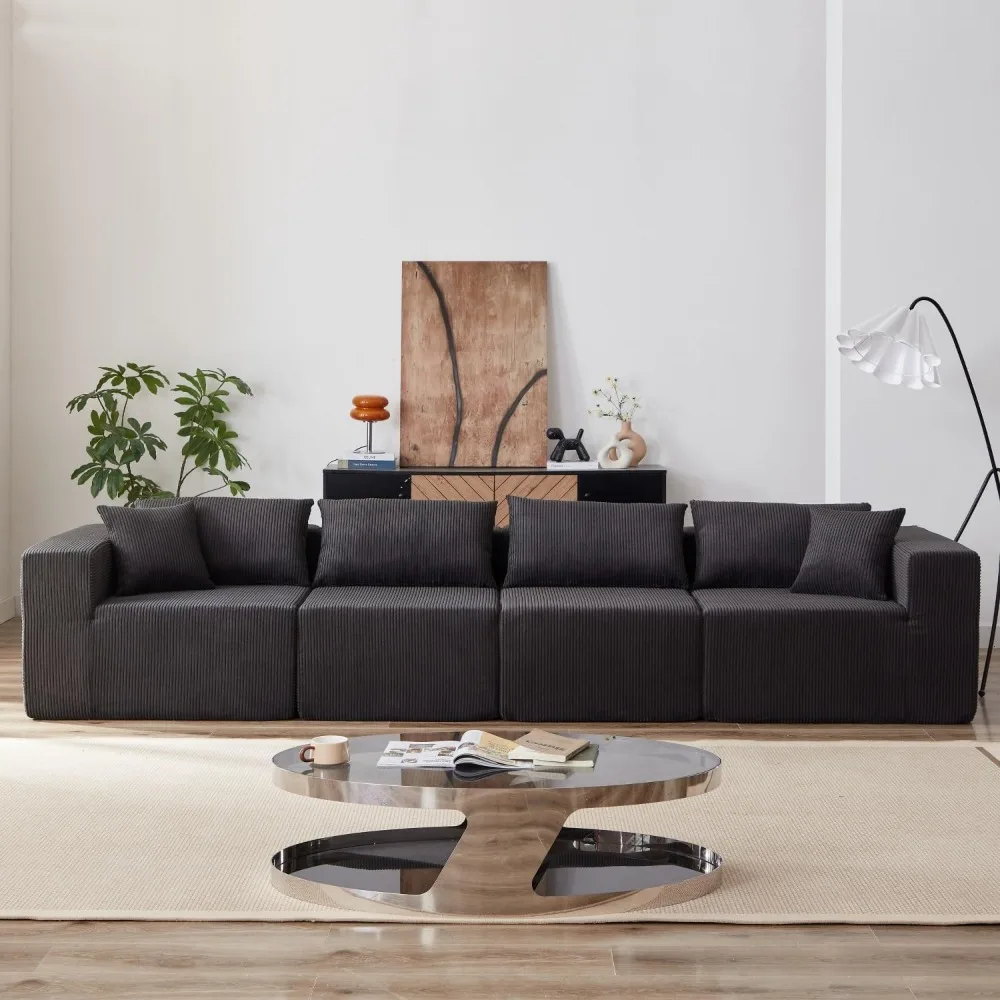 

104” Modular Sofa,L-Shaped 4-Seater with Deep Seat Cushions, Back Pillows, No Assembly Required,Suitable for Living Room,Bedroom