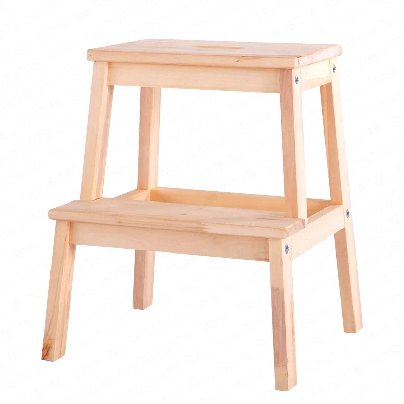 Safe Multi-Use Solid Wood Step Stool  Double Children's Stoo Non-Slip Ascending Home Kitchen Ladder Footstool Durable Wash Stool