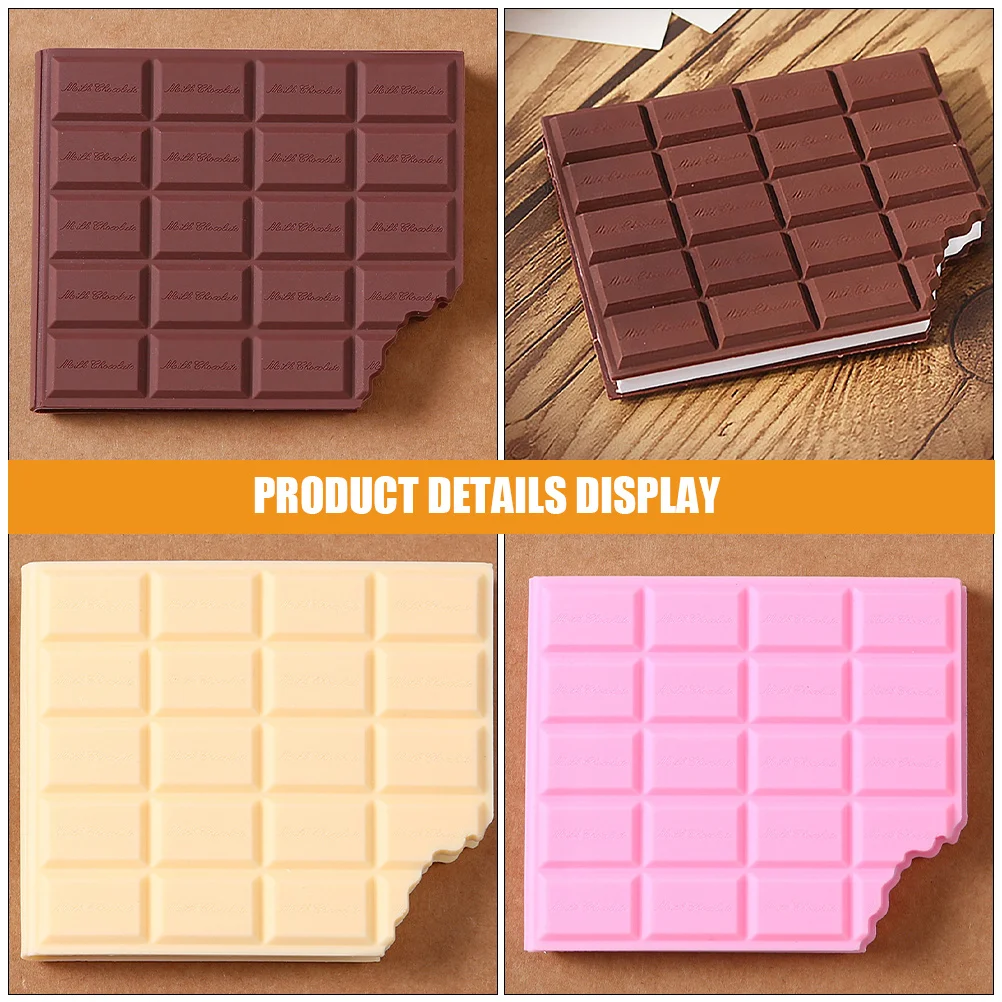 Blocco note a forma di cioccolato da 3 pezzi Blocco note unico Carta da lettere compatta portatile Decorazione del desktop Fornitura di cancelleria Divertimento Mini