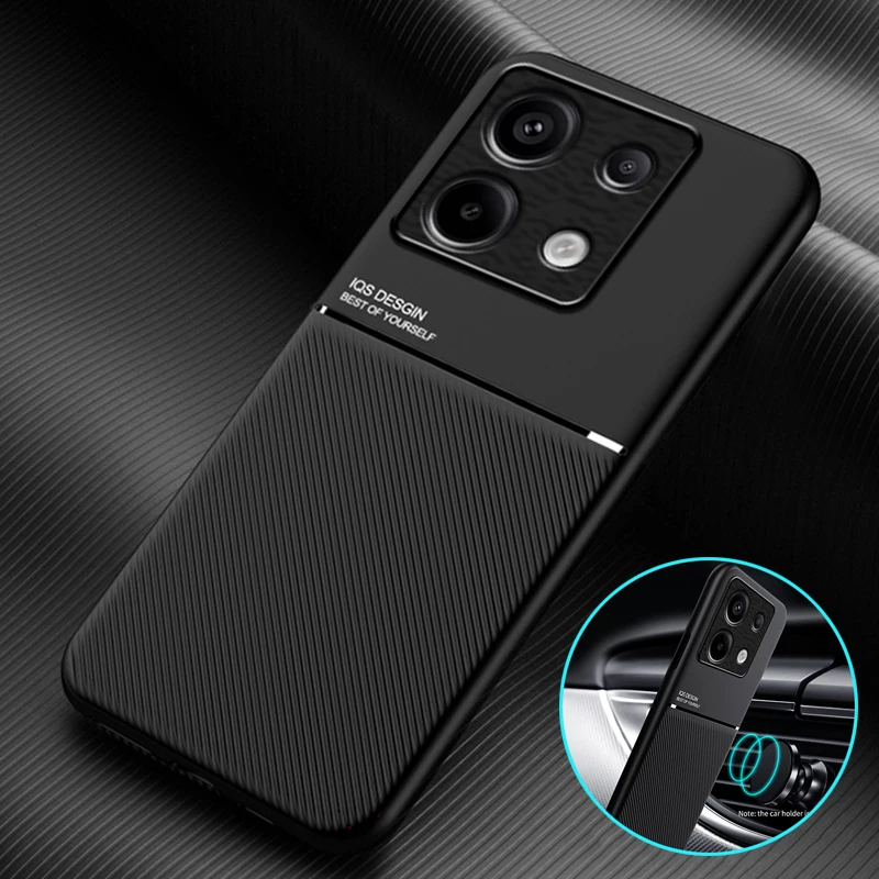 For Poco X6 5G Case Built-in Metal Plate Phone Case for Xiaomi PocoX6 Poco X6 Little X 6 Car Magnetic Holder Leather Back Cover