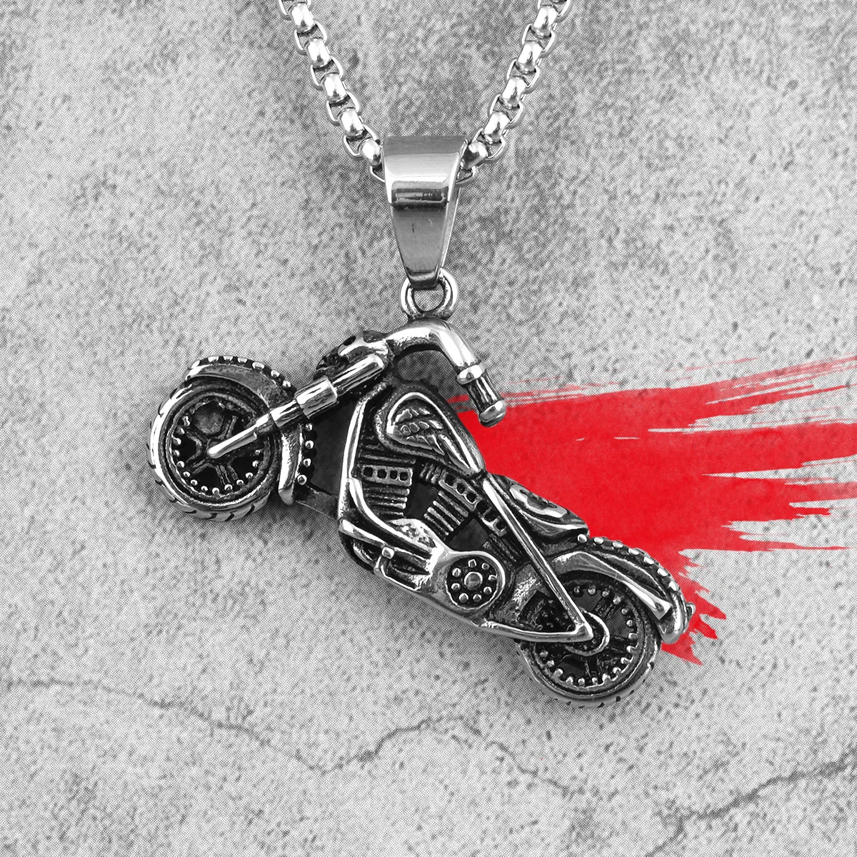 Motorcycle Rider Biker Long Men Necklace Pendant Chain Punk for Boyfriend Male Stainless Steel Jewelry Creativity Gift Wholesale