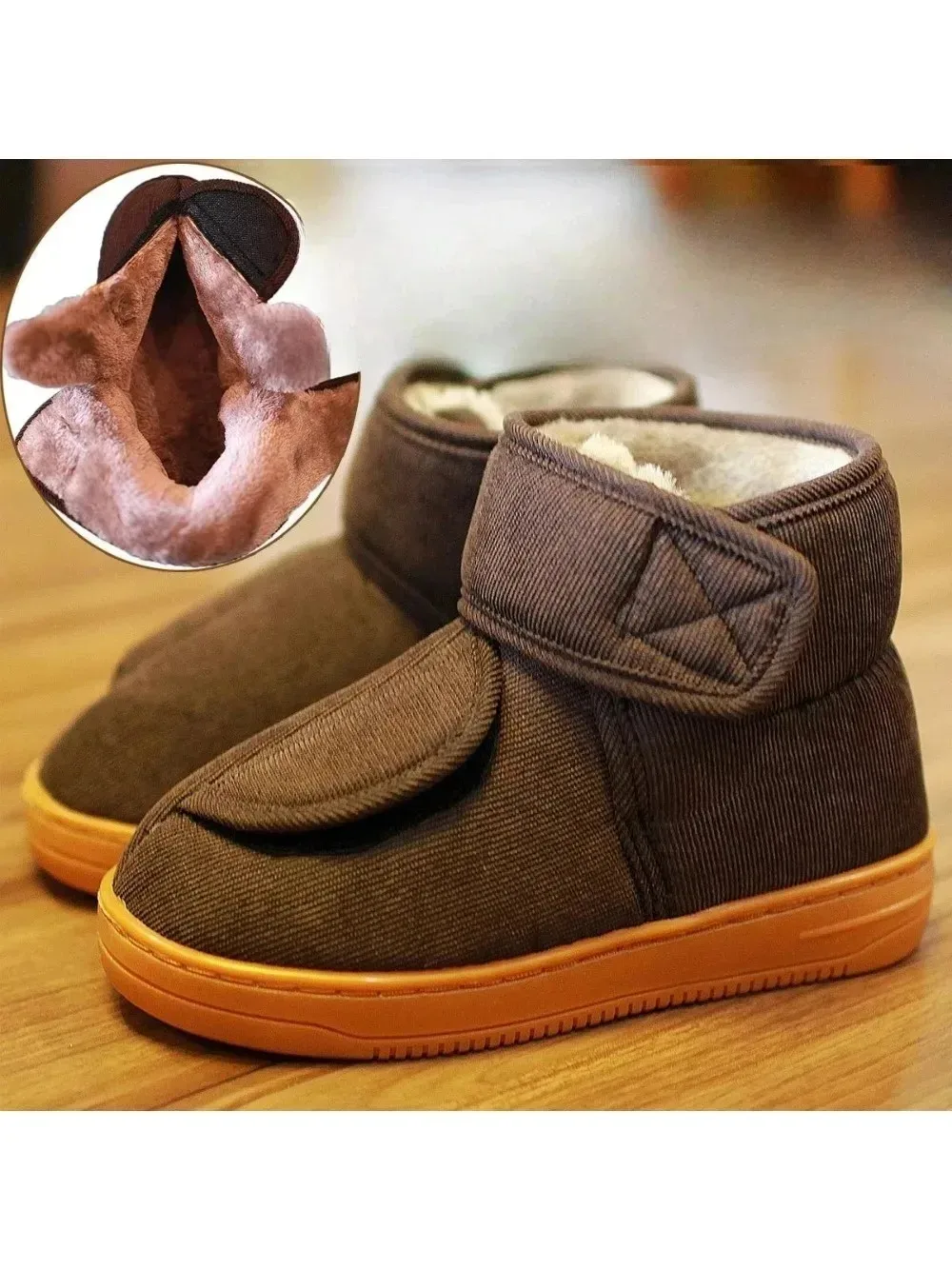 

Winter Warm Cotton Shoes for Swollen Feet Thick Sole High Heel Cover Large Size Non Slip Cowhide Sole Outdoor Wear