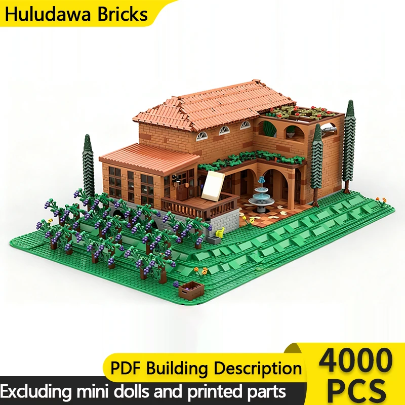 

Модель City Street View MOC, строительные кирпичи, вилла и винодельники, модульная технология, детские праздничные подарки, сборные игрушки, костюм