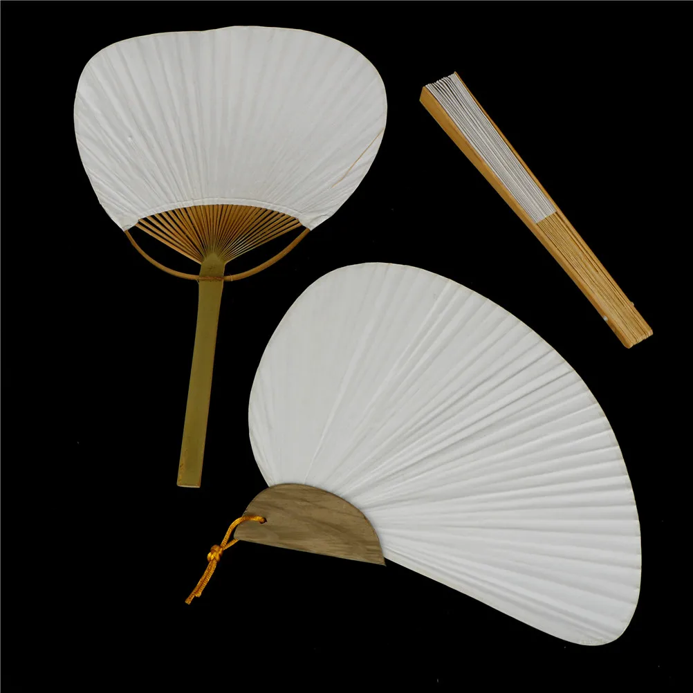 3 Sizes A;23*13cm.B:38*24.5cm,C:25.5*20cm White Folding Elegant Paper Hand Fan Wedding Party Favors