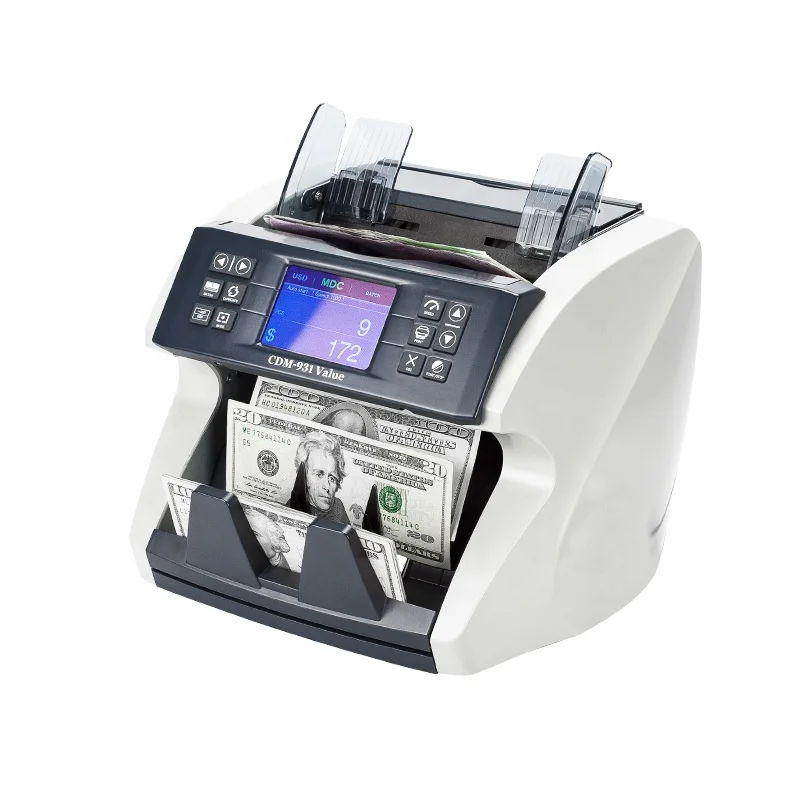 Cash Counting Machine Adjustable Speed 800-1200 Notes/Min Digital Coin Counter 400-500 Notes Capacity 200 Notes