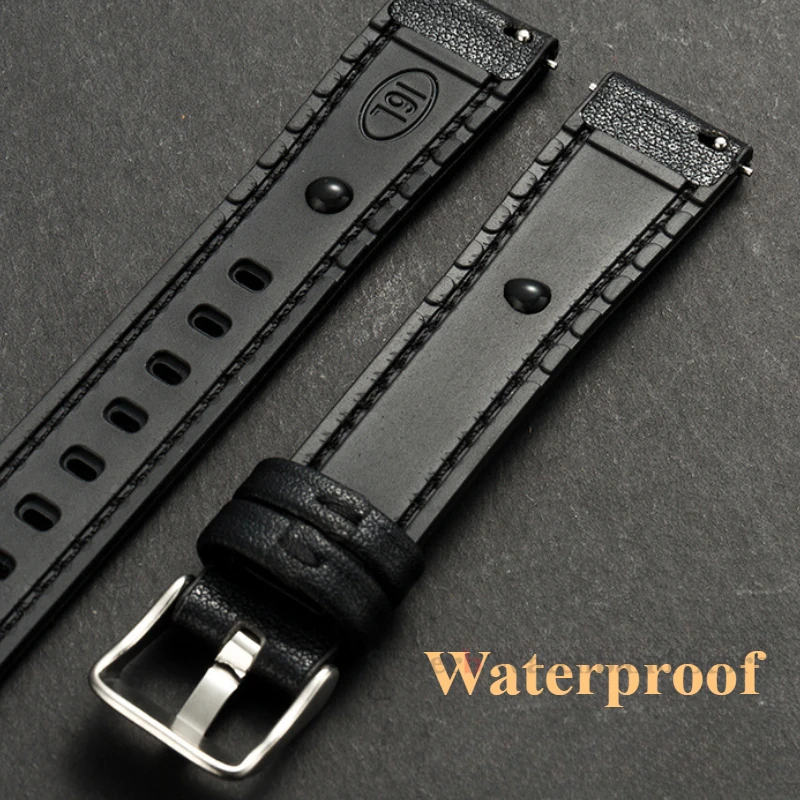 10/12/14/16 мм быстросъемный ремешок для часов из натуральной кожи, мягкий кожаный браслет, силиконовый ремешок, мужской деловой универсальный ремешок для часов