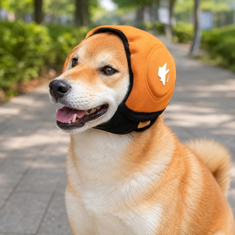 Dog Calming Ear Muff Noise‑Reducing Hood Adjustable Velcro Warm Pet Head Cover Multi‑Color For Anxiety Relief