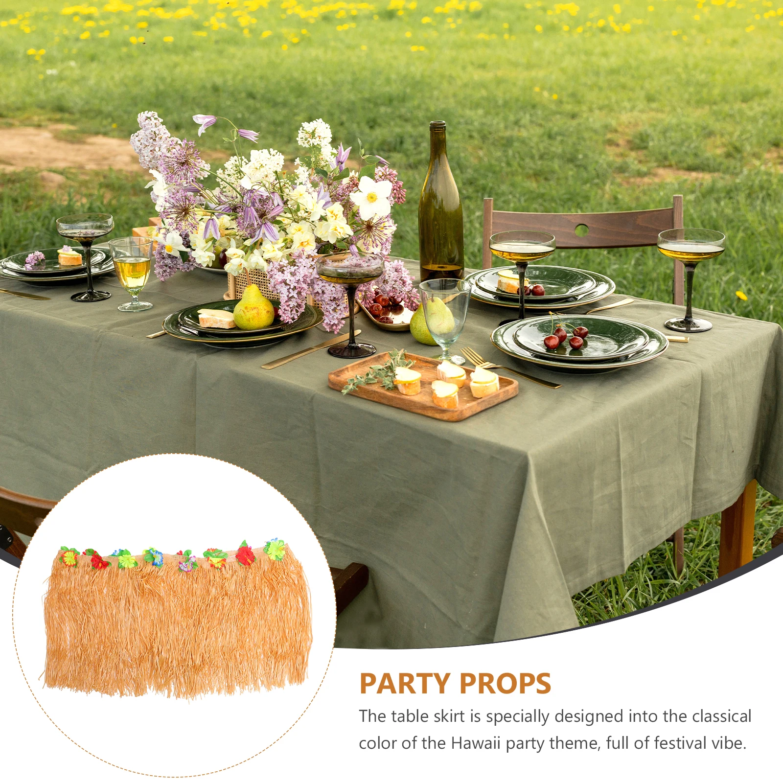 

Yellow Table Skirt Tiki Bar Luau Beach Party for Photo Booth Wedding Hula Theme Fiesta Pool Garland Tutu