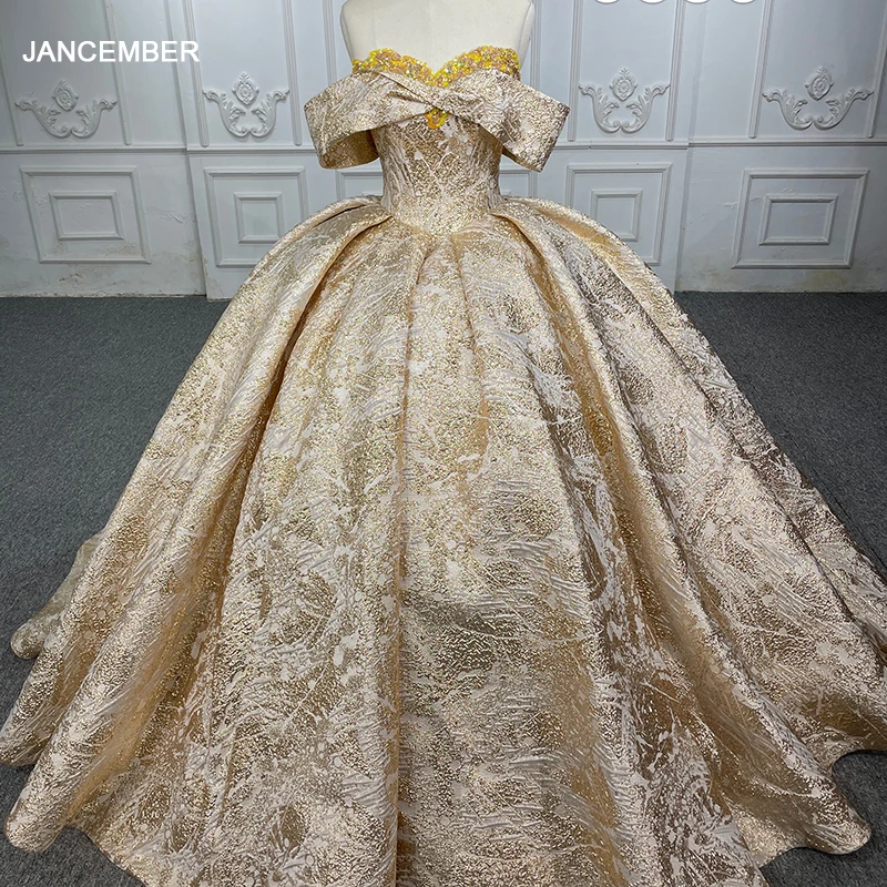 JANCEMBER Luxury Quinceanera Dresses Satin Ball Gown Appliques 2023 Gold Sweetheart DY6556 Vestidos De Xv