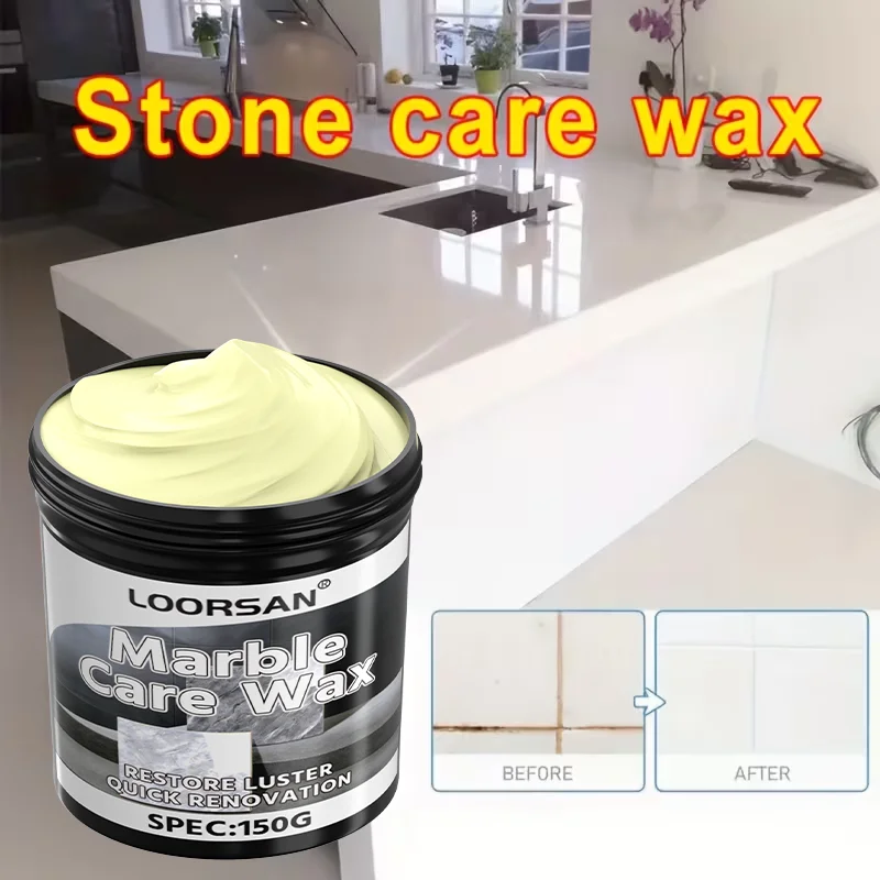 LOORSAN 150ML Cire Nettoyante et Polissante pour Pierre, Marbre, Granit, Carrelage Céramique, Cuisine, Salle de Bain, Toilettes, Douche, Sol, Mur – Brillance Rapide
