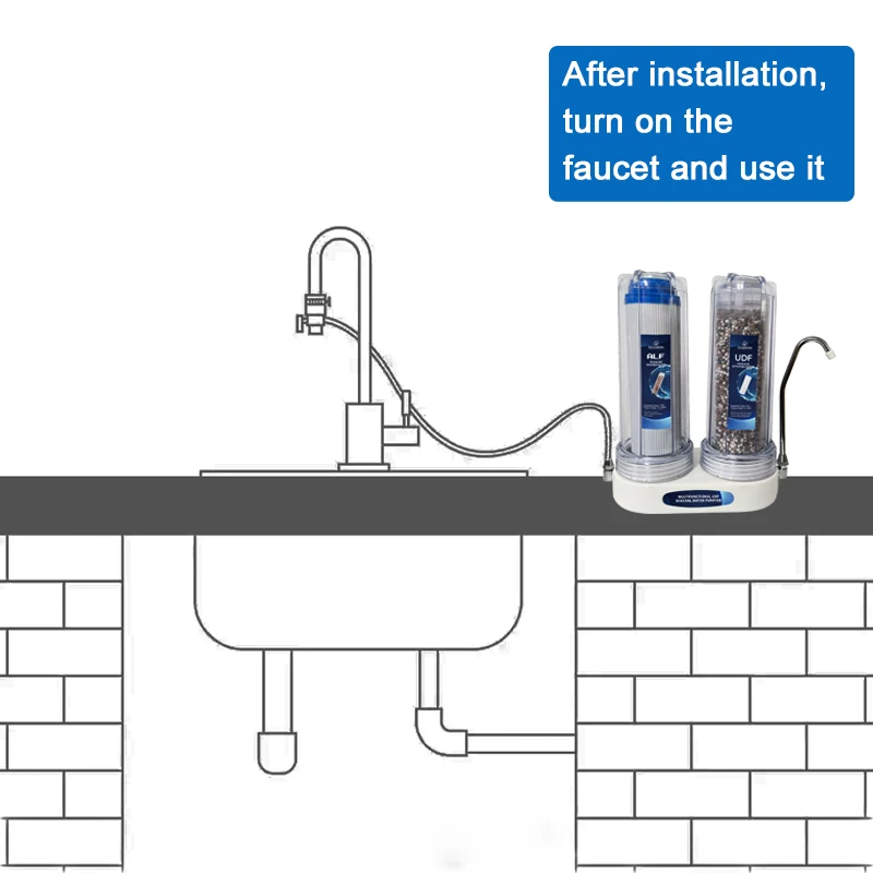 수조 가정용 2 단계 정수 필터 다기능 UDF 미네랄 정수기 이중 정수 필터 시스템