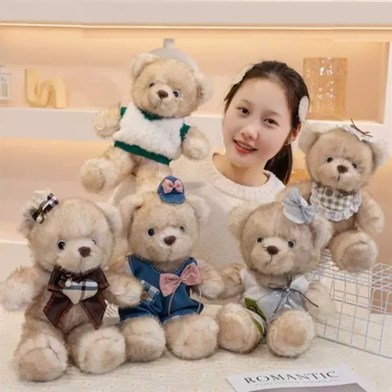 35 cm Kawaii Maillard Orso Bruno Giocattoli di Peluche Simpatico Orsetto di Peluche con Vestiti Farciti Bambole Animali Morbidi per I Bambini Ragazze Amante Regali