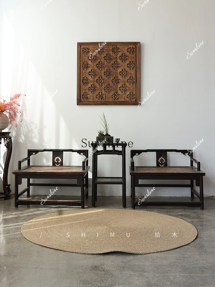 Yoga meditation cross-legged solid wood Chinese antique Ming and Qing classical furniture FT