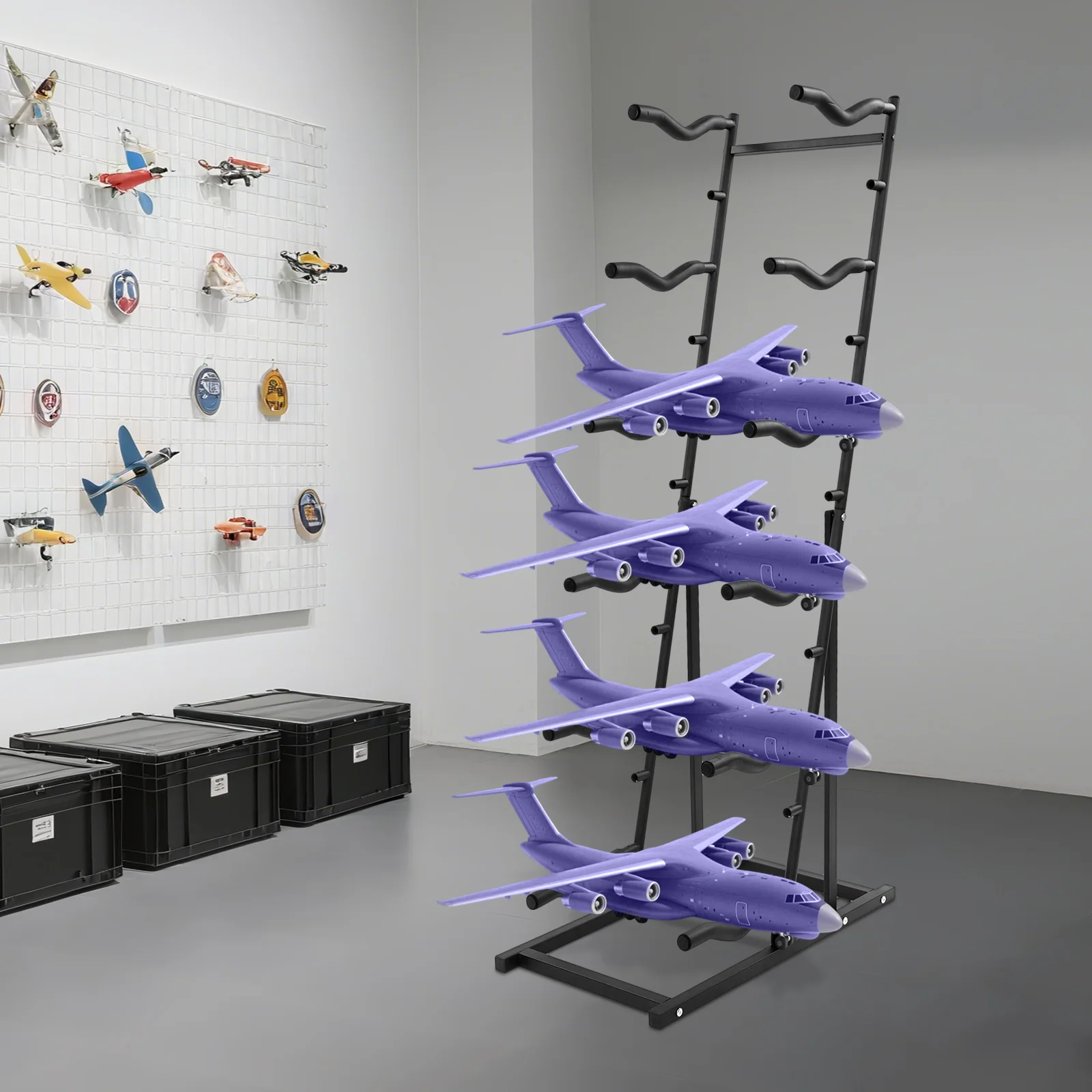 

6-Tier Space Saving Model Airplane Display Holder Airplane Model Storage Rack with Protective Foam Padding