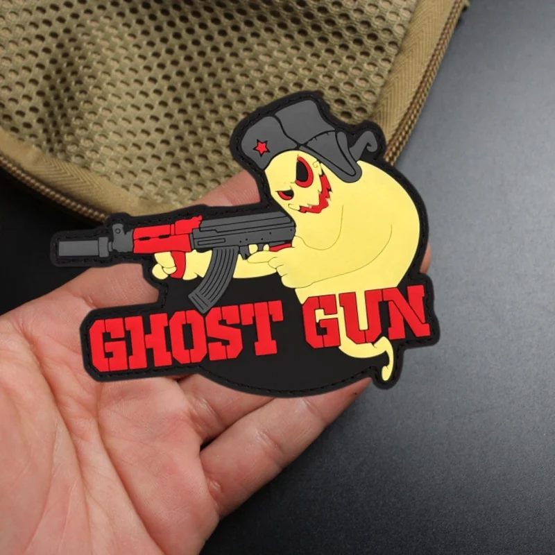 

GHOST GUN 3D PVC Patch on Clothes Morale Badge Hook Loop Tactical Military Patches Backpack Armband Stickers