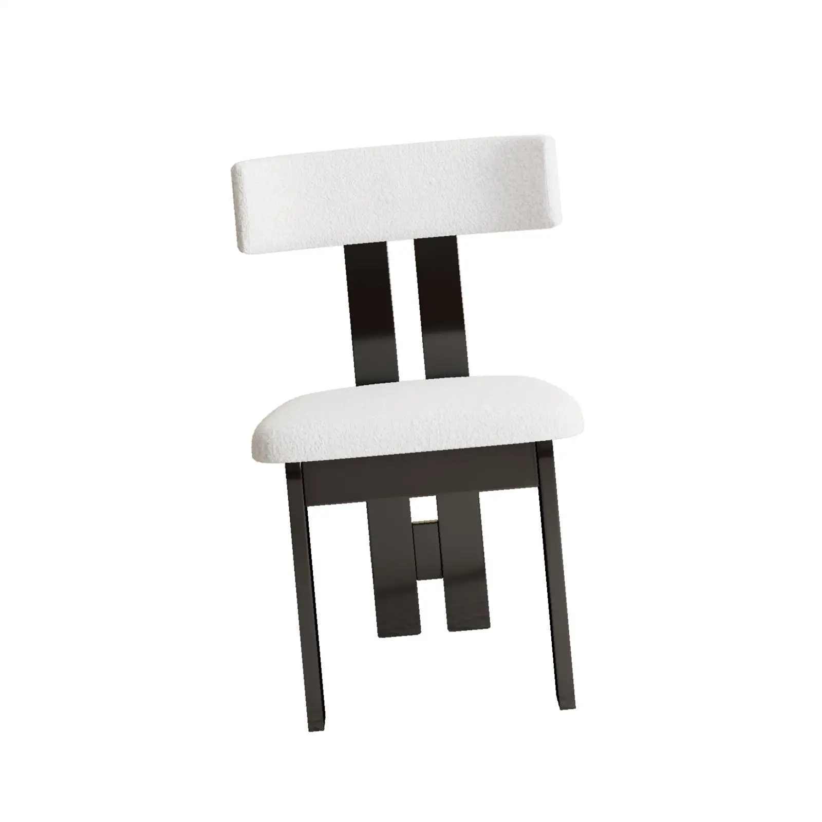 

Белые бархатные обеденные стулья с современным каркасом из массива дерева и вертикальной спинкой для столовой в квартире или на вилле