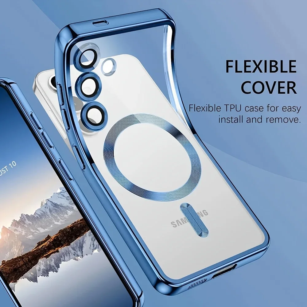 Luxuriöse Weiche TPU Magnetische Kabellose Ladehülle für Samsung Galaxy S21 S22 S25 S26 Ultra S23 S24 Plus FE mit Linsenschutz – Detail 3