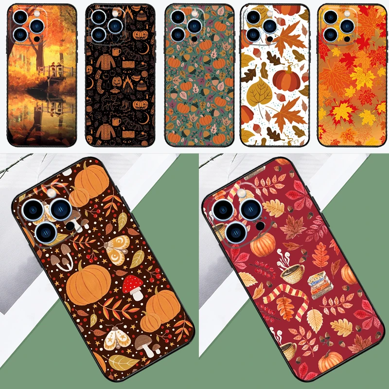 Autumn Leaves Fall Halloween Case For iPhone 15 14 Pro Max Cover For iPhone 15 11 12 13 Pro Max Mini XS X XR 7 8 Plus Capa