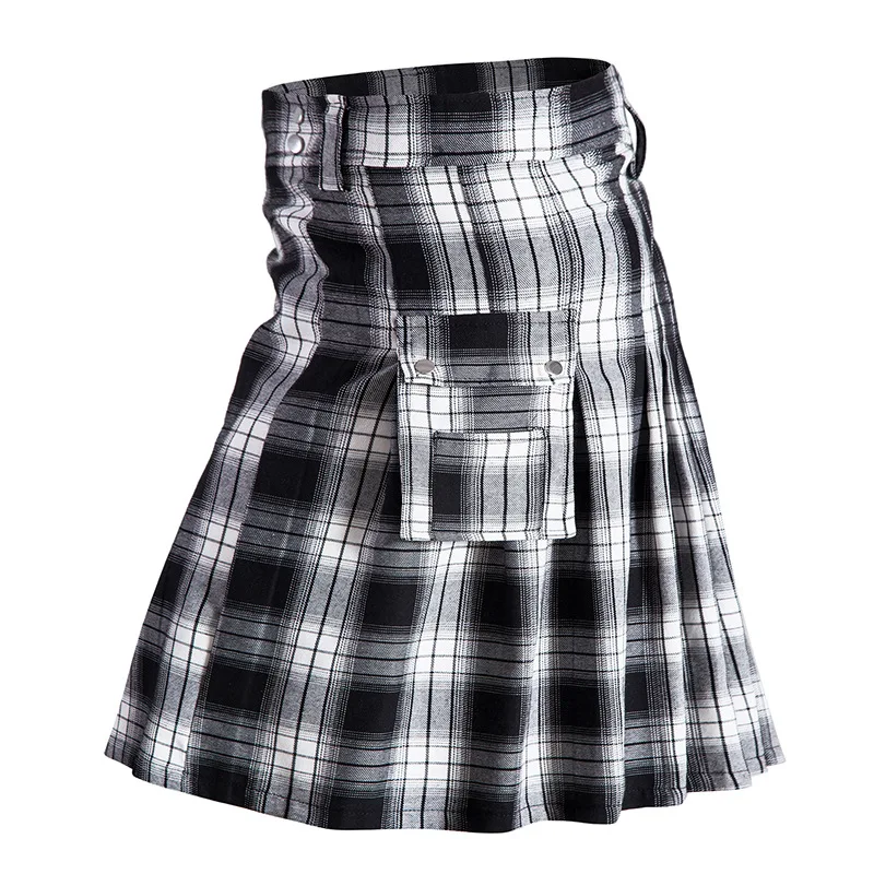 Mens Irish Tartan Hybrid Royal Stewart Plaid Red Kilt Standard Tartan Utility Kilt Scottish St Patrick\'s Plaid Pleated Skirt Men