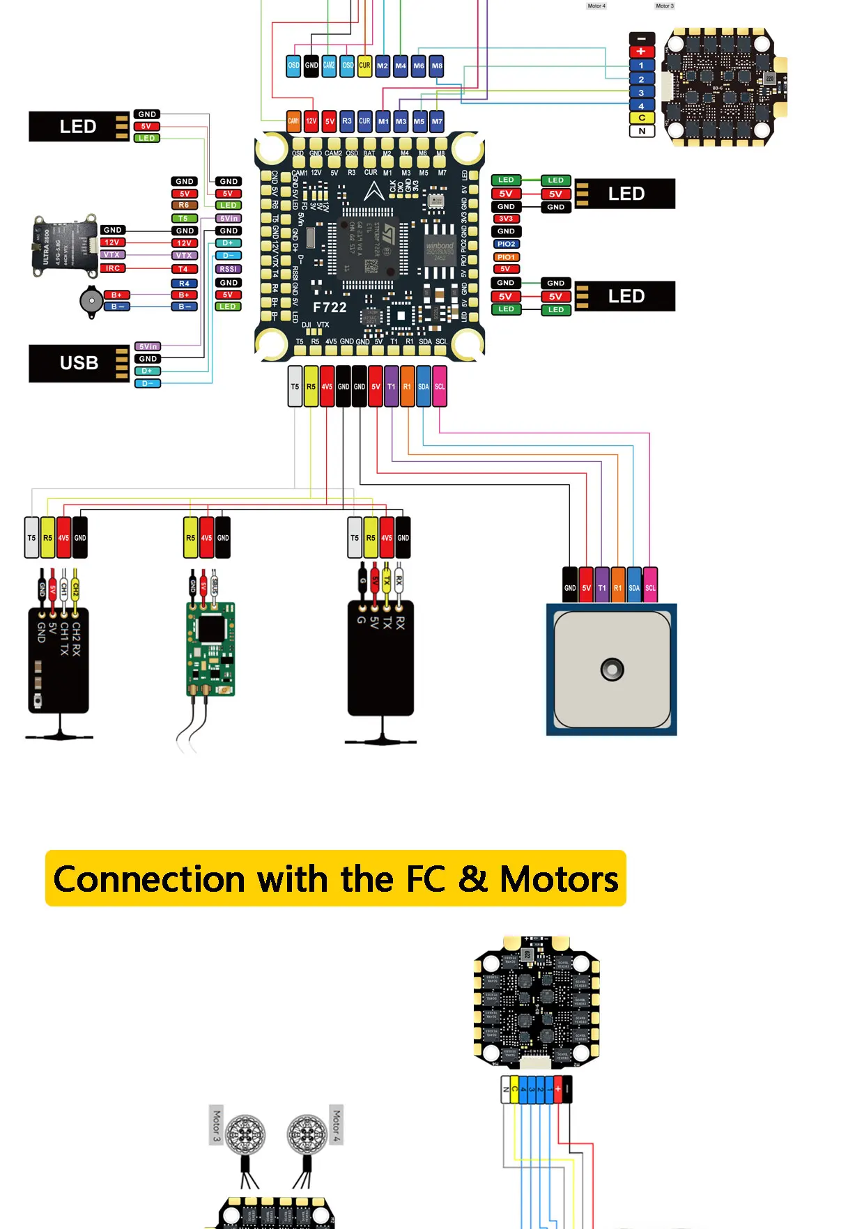 F405 F405HD / F7 F722 Flight Controller / F4 V3S Plus FC + 60A 4in1 BLheli_S ESC Stacks 30.5*30.5mm For RC FPV Racer Drone