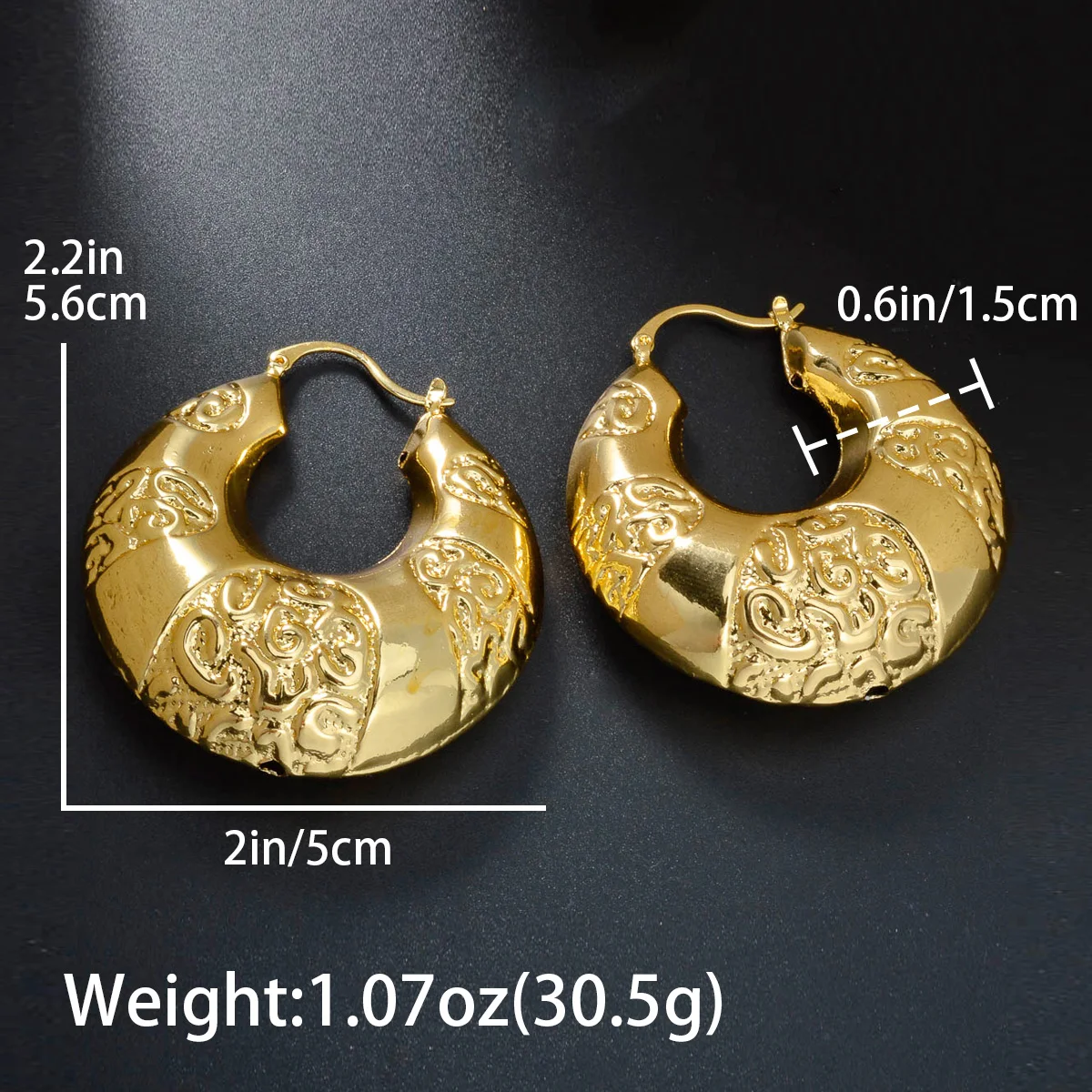 Charm Big U Shape Ear Buckle for Women Girl 18k Gold Plated Circle Hoop Earrings Engagement Party Fashion Jewelry Free Shipping