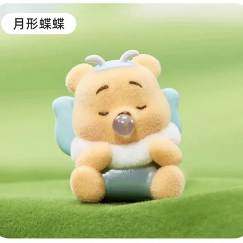 미니소 디즈니 푸우 베어 블라인드 박스 푸우 베어 버터플라이 퍼프 레스트 가라지 키트 플러시 펜던트 애니메이션 블라인드 박스 어린이 장난감 선물