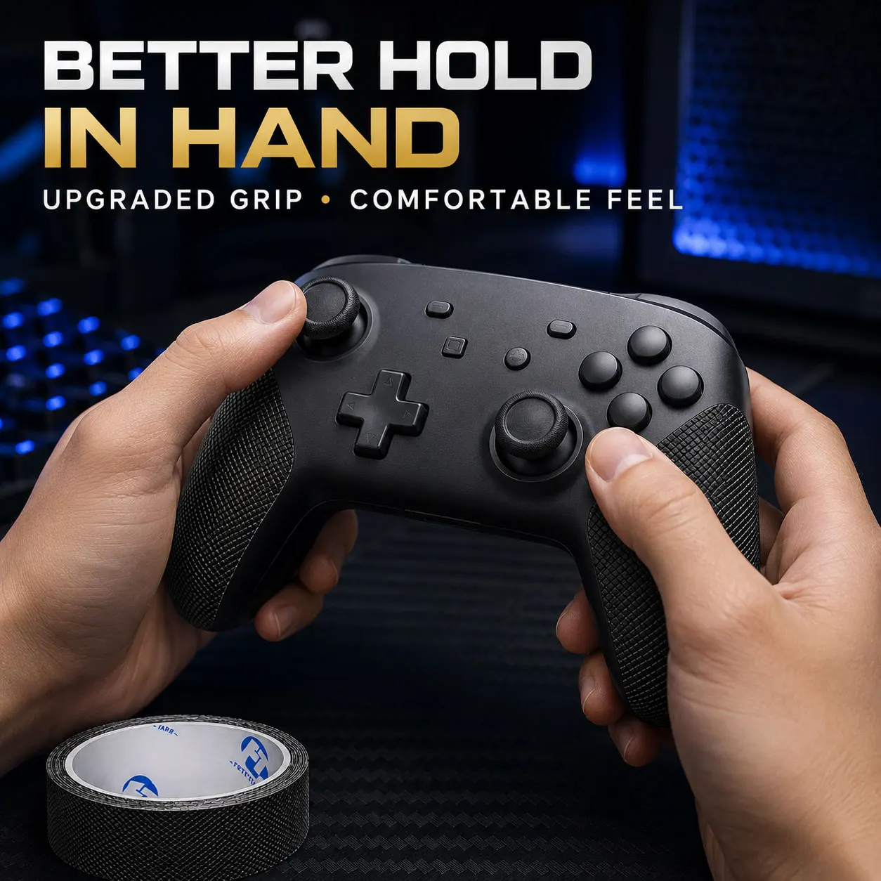 Anti-Slip Textured Grip Tape Self Adhesive Black Rubber Grip Tape for Game Controller Gaming Mouse Camera Remote Handle