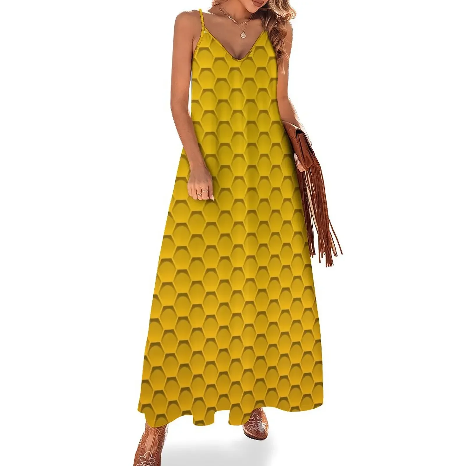 Honeycomb Pattern - Great for Bee Halloween Costume Sleeveless Dress clothing women summer 2024 summer clothes for women Dress