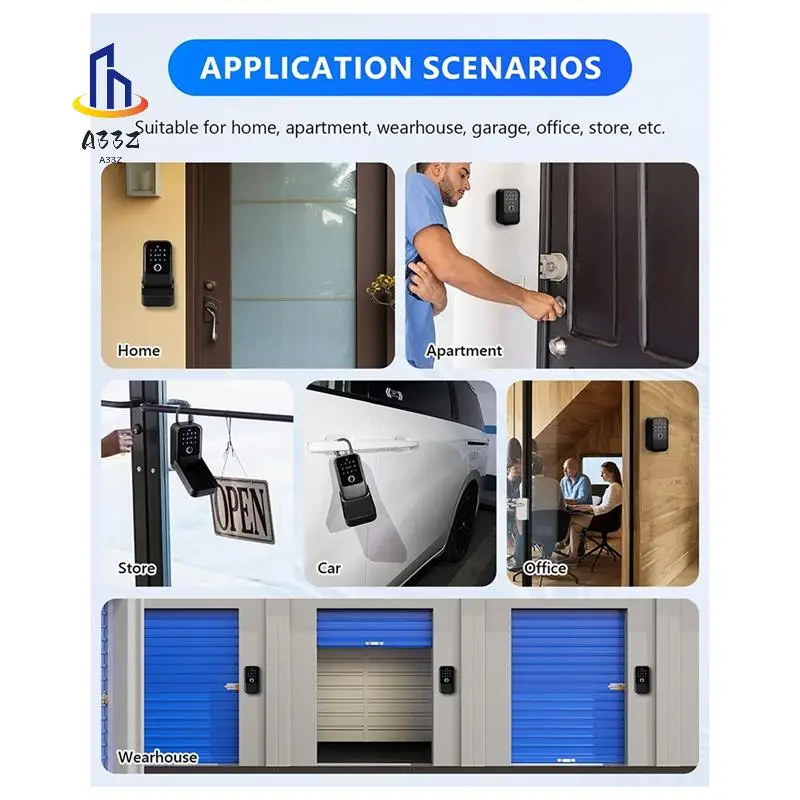 

A33Z-Smartlock Box, Key Lock Box Беспроводной Smart Key Lock Box Электронный замок Приложение, агент по недвижимости Офис Домашний склад