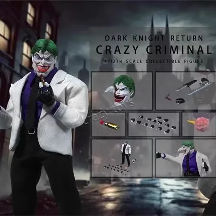

Joy Man Toys Crazy Criminal Action Figure - 1/12 Scale Collectible Dark Knight Returns Robot Toy for Kids Birthday Gift