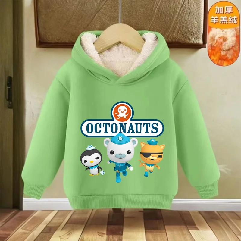 The Octonauts Hoodie Children Clothing Cartoon Thickened Warm Tops Boy Girl Coat Kids Winter Casual Hooded Sweatshirts Xmas Gift