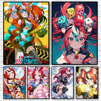 Game Anime Hakos Baelz Poster Self-adhesive Art Waterproof Paper Sticker Coffee House Bar Room Wall Decor