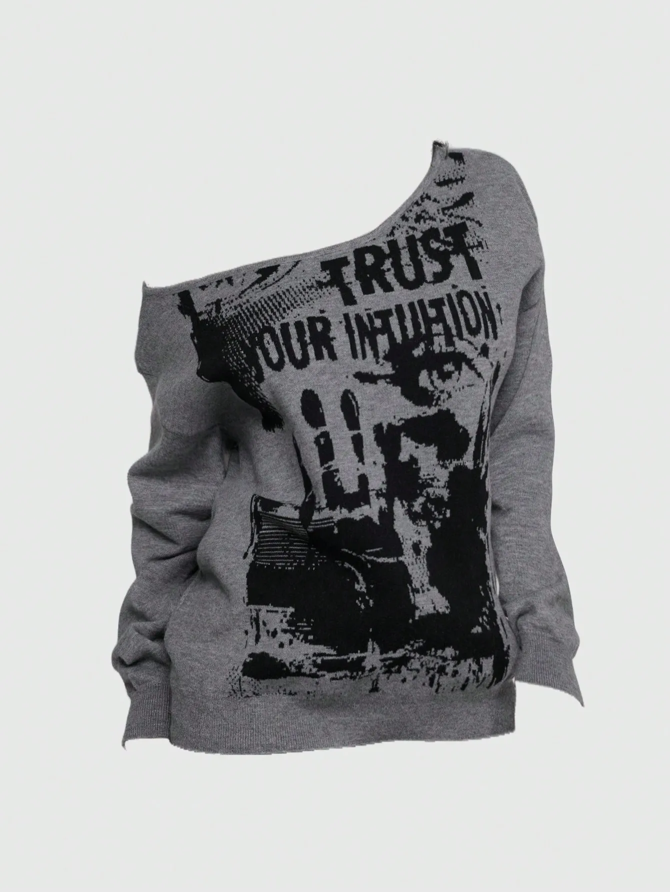 

Свитер с открытыми плечами в стиле гранж-панк для музыкального фестиваля и вечеринок — доверьтесь своей интуиции