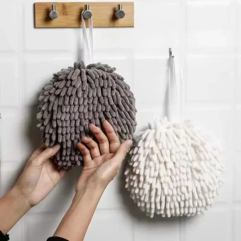 

Hanging Chenille Hand Wipes kitchen Bathroom Hand Towel Ball with Hanging Loops Quick Dry Soft Absorbent Microfiber Towels