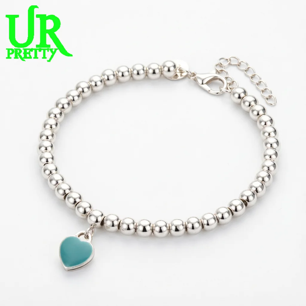 925 Sterling Silver 6MM Blue Love Bead String Bracelet Women Birthday Party Wedding High-Quality Gift Fashion Jewelry