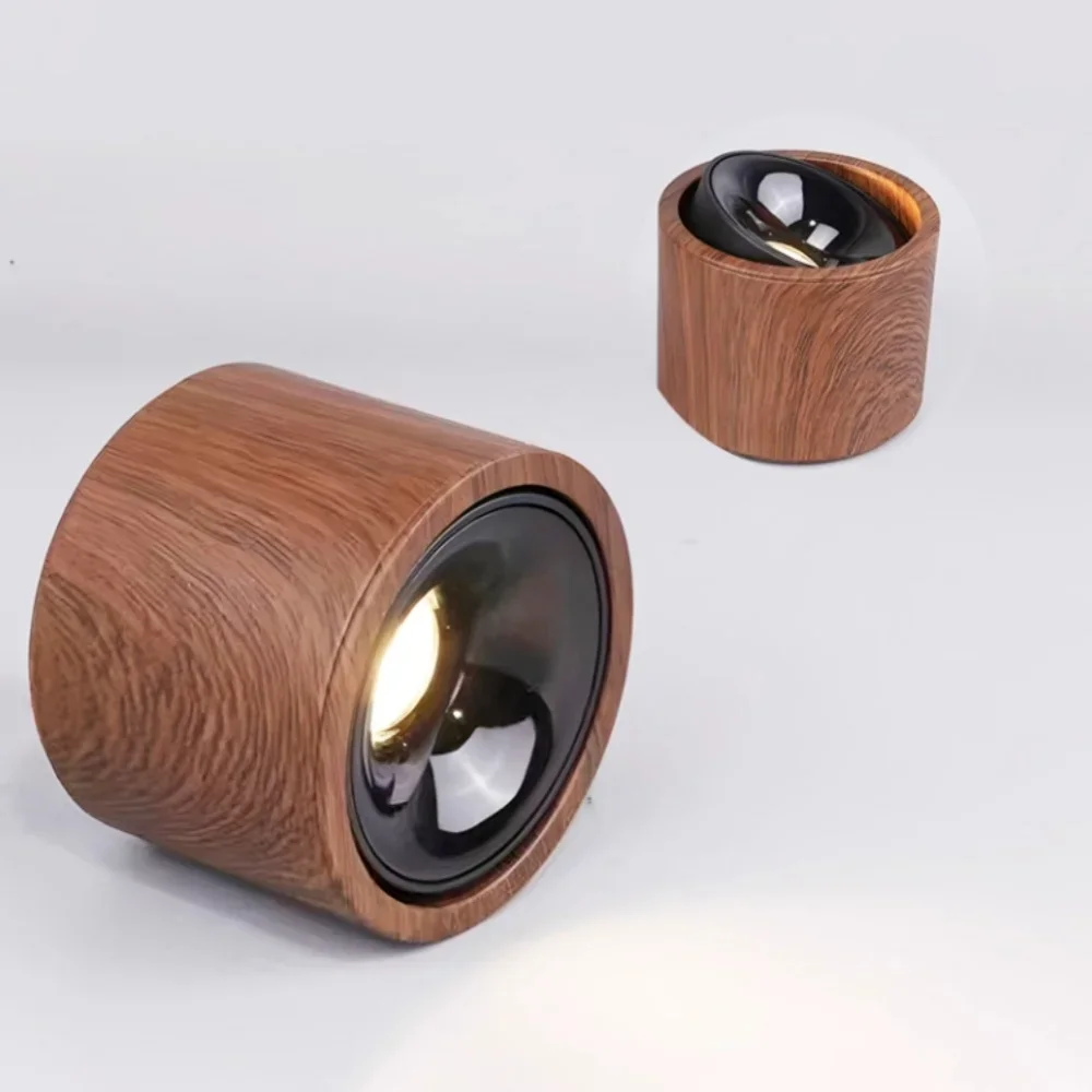 Anti glare surface mounted wood grain tube light LED dimming household lighting room decoration spotlight