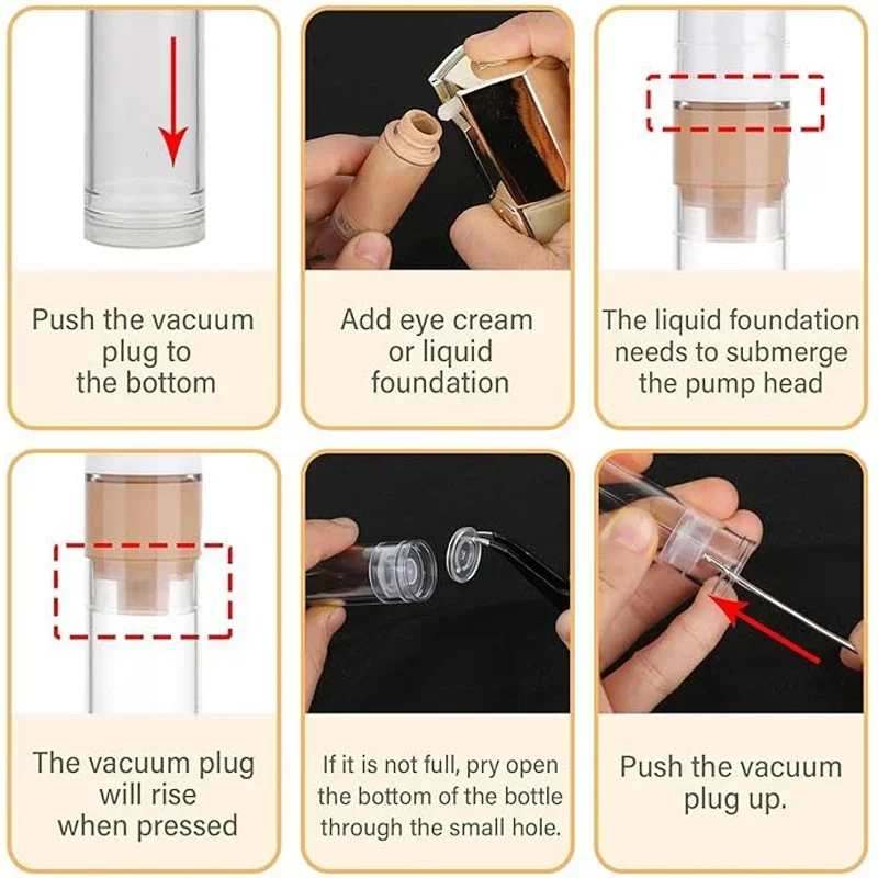 50 Stuks Mini Clear Vacuümpomp Flessen Hervulbare Monsterfles 5 Ml/10 Ml/15 Ml Reizen containers Voor Oogcrème Vloeibare Foundation