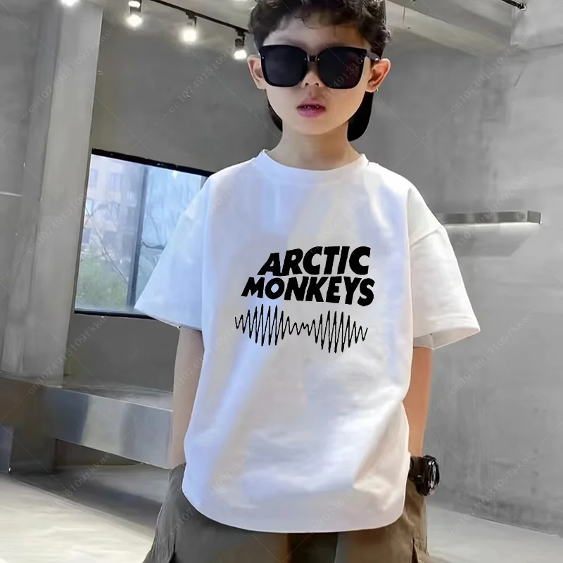 

Детская футболка, хлопковая одежда с арктическими обезьянами, футболка с принтом, рубашка, летняя одежда для мальчиков и девочек, детские повседневные топы с коротким рукавом для подростков