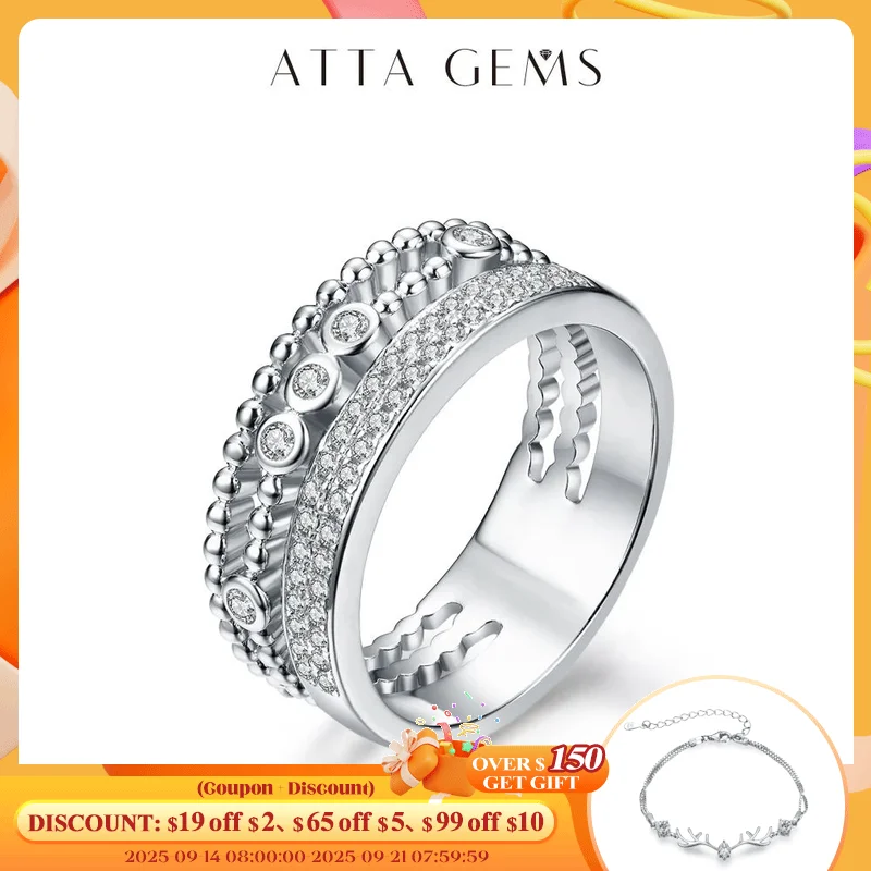 

ATTAGEMS Classic D/VVS1 Color Moissanite Diamond Ring for Women Solid 10k 14k 18k White Gold 925 Sterling SIlver White Gold Gift