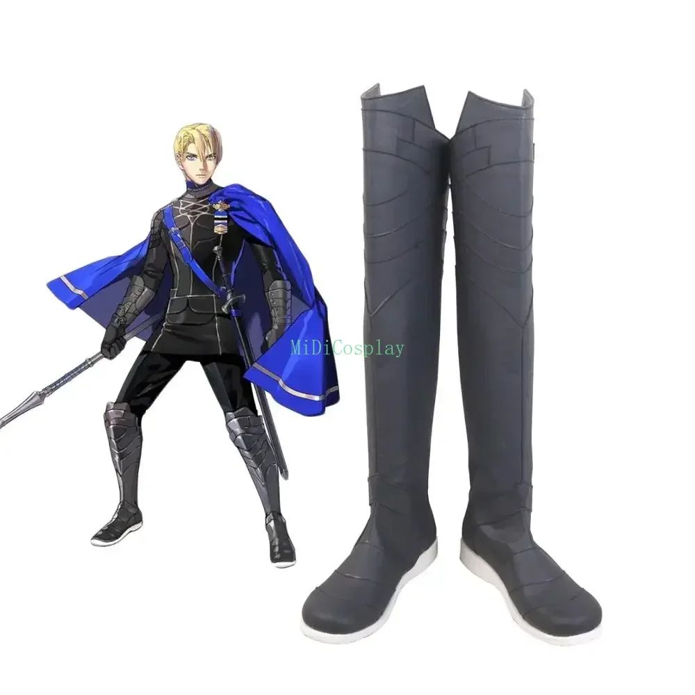 Fire Emblem Three Houses Dimitri Cosplay Boots Knee-High Grey Shoes Custom Made