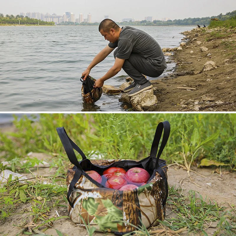 Cubo portátil, bolsas de agua impermeables, cubo plegable para pesca, contenedor de agua, bolsa de almacenamiento, lavabo al aire libre para acampar