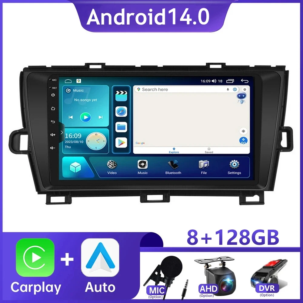 Android 14.0 car radio For Toyota Prius XW30 2009 - 2015 Car Radio Multimedia Video Player GPS Navigation Stereo Carplay NO DVD