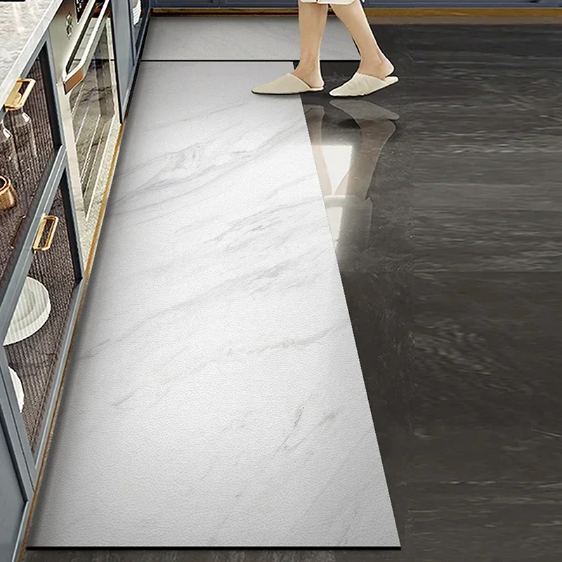 Kitchen Mat Marble Pattern Rug Waterproof Oil-proof Non-slip Floor Mat Home Decoration Leather Carpet Alfombras De Cocina Hogar
