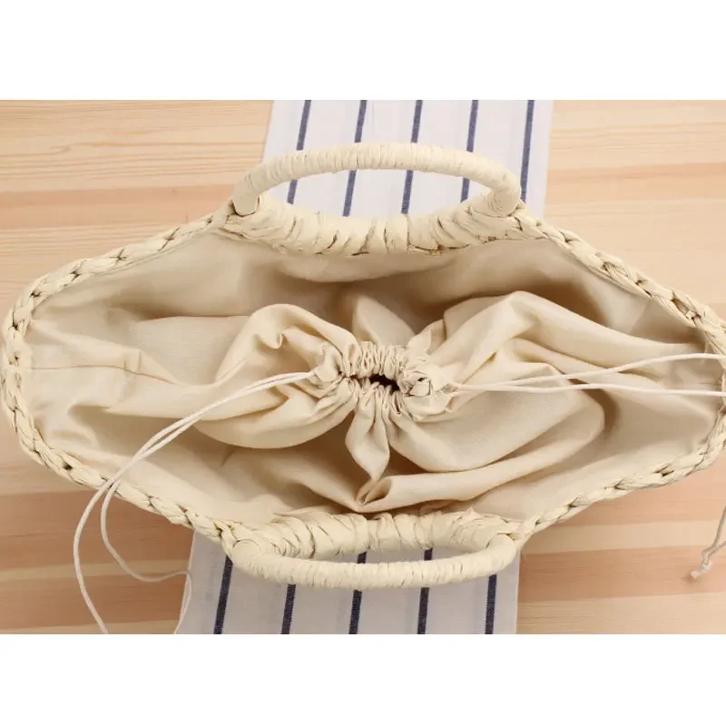 Fashion Round Bags Woven Women Simple Hand-carried Straw Woven Bag Lady Bali Purses Take Pictures Summer Beach Casual Handbags