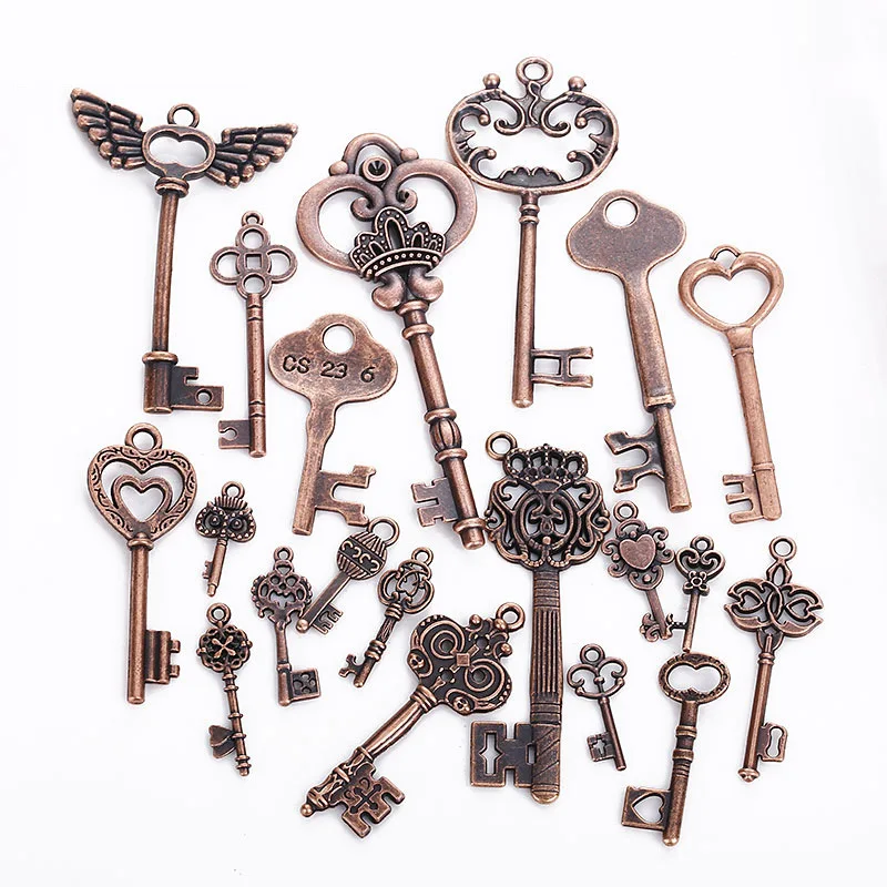 40pcs Vintage Metal Mixed Two color Small key Charms Pendants For Jewelry Making Diy Handmade Jewelry