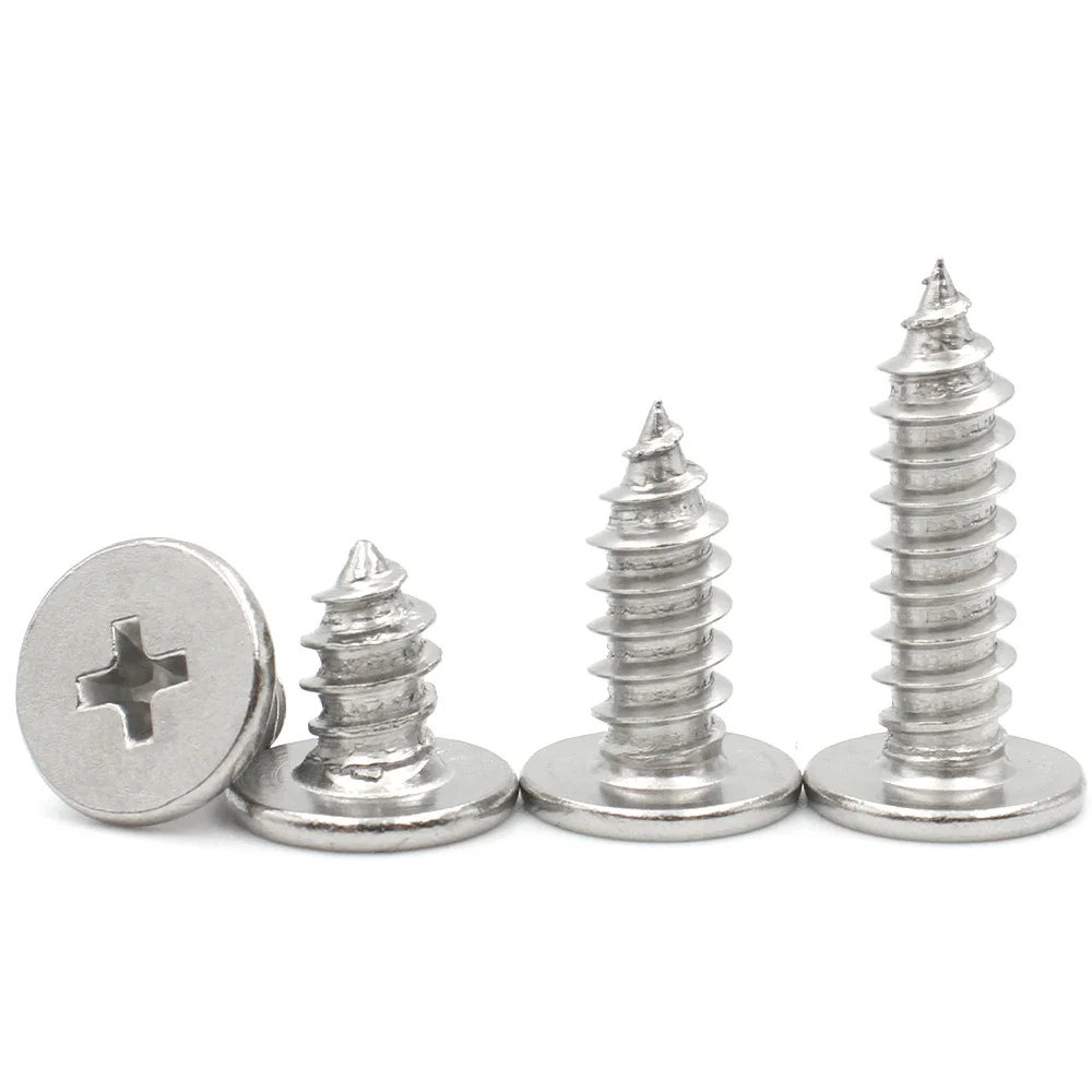

10/50pcs CM M2 M2.6 M3 M3.5 M4 M5 M6 A2 304 Stainless Steel Cross Phillips Ultra Thin Flat Wafer Head Self-tapping Wood Screw