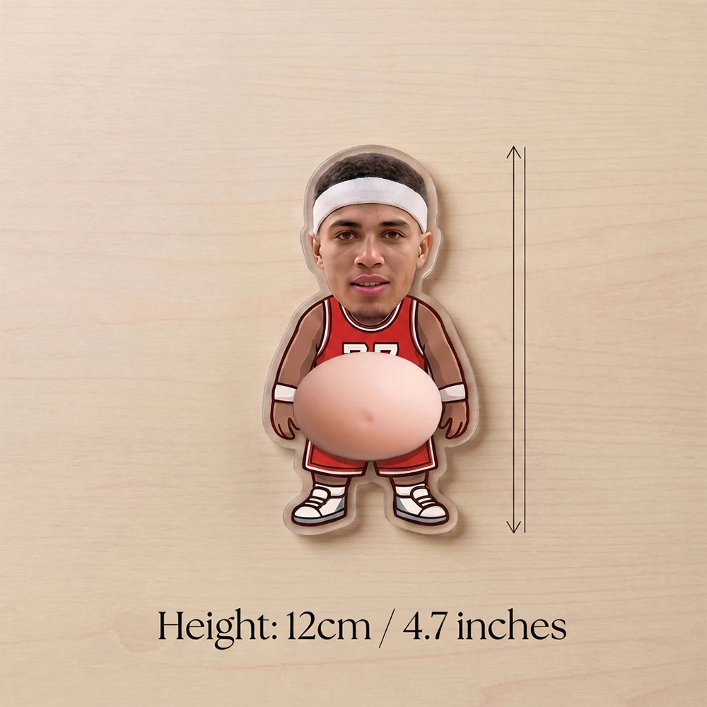 Custom Face Basketball Player Magnet, Personalized Photo Squishy Fridge Sticker, Sports Theme,Magnetic Kitchen Decor