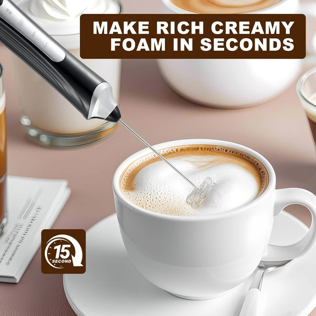 Handheld Milk Coffee Frother Rechargeable Electric Whisk Drink Mixer For Latte Cappuccino Hot Chocolate Egg Kitchen Whisk Gadget 4