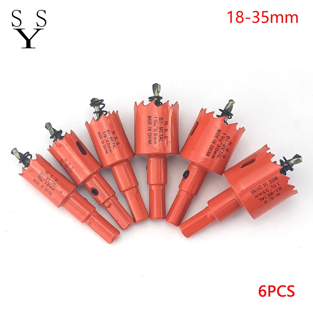 

6Pcs 18-35mm M42 Bi-Metal Hole Saw HSS Drill Bits Drilling Crown for Metal Iron Aluminum Stainless Wood Cutter Tools