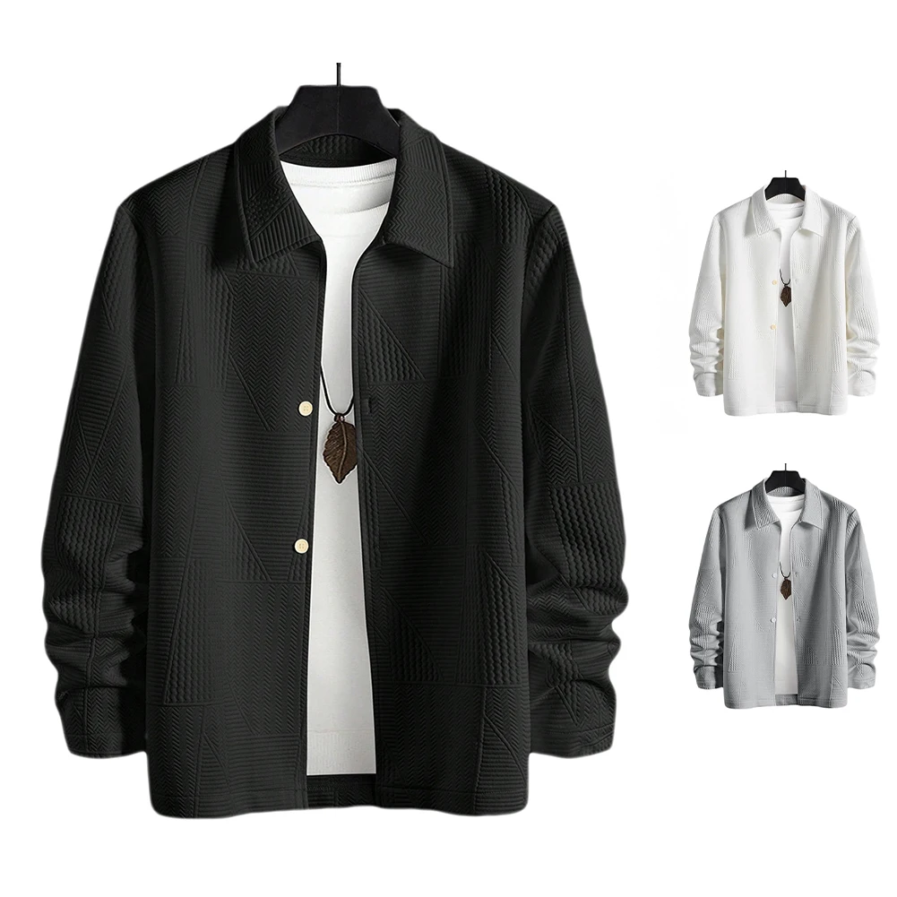 

Mens Casual Long Sleeve Buttoned Turn-down Collar Solid Color Shirts Sweatshirts